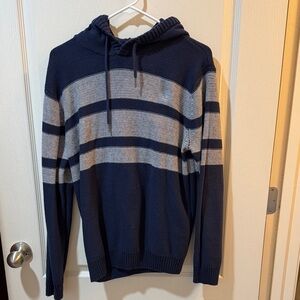 Men's Striped Navy Crewneck Hoodie Sweater